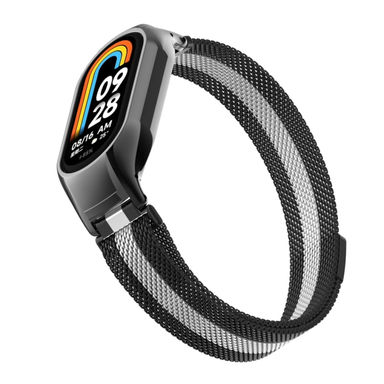 For Xiaomi Mi Band 8 Integrated Metal Case + Milanese Magnetic Watch Band