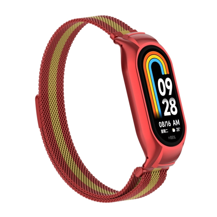 For Xiaomi Mi Band 8 Integrated Metal Case + Milanese Magnetic Watch Band