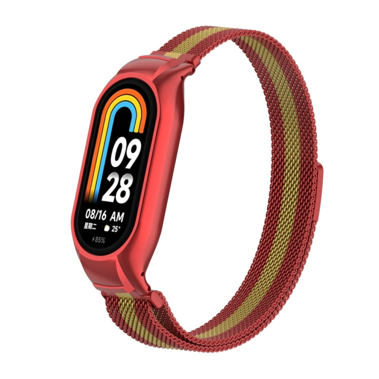 For Xiaomi Mi Band 8 Integrated Metal Case + Milanese Magnetic Watch Band