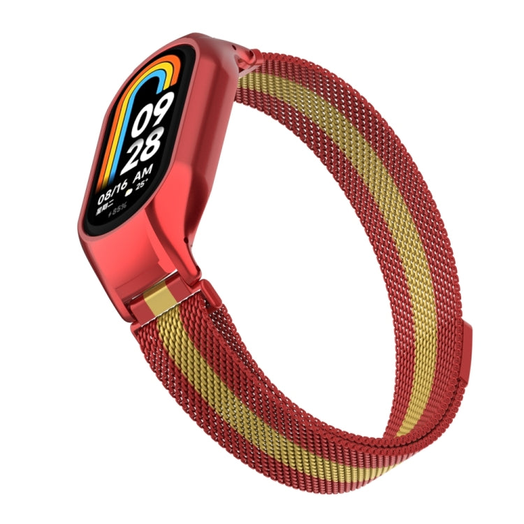 For Xiaomi Mi Band 8 Integrated Metal Case + Milanese Magnetic Watch Band