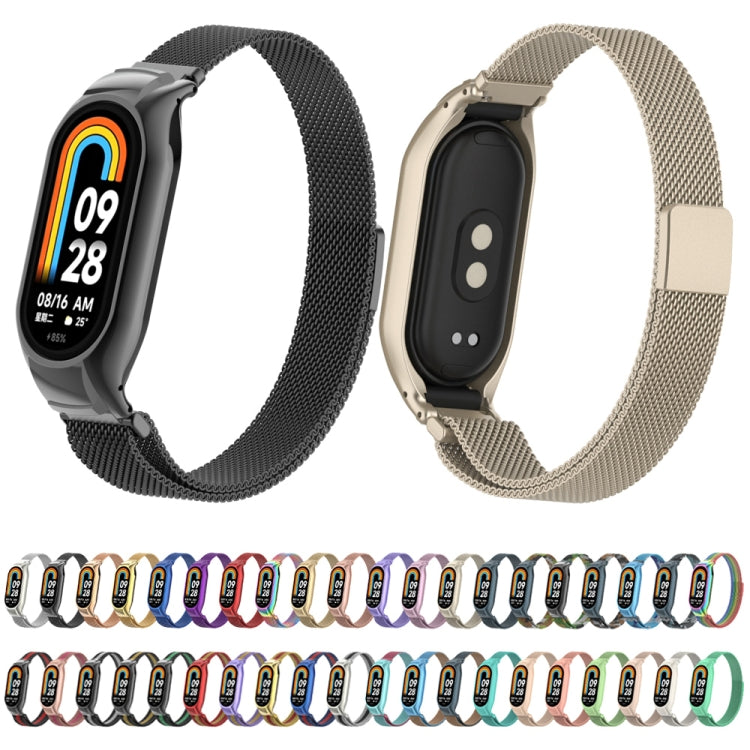 For Xiaomi Mi Band 8 Integrated Metal Case + Milanese Magnetic Watch Band