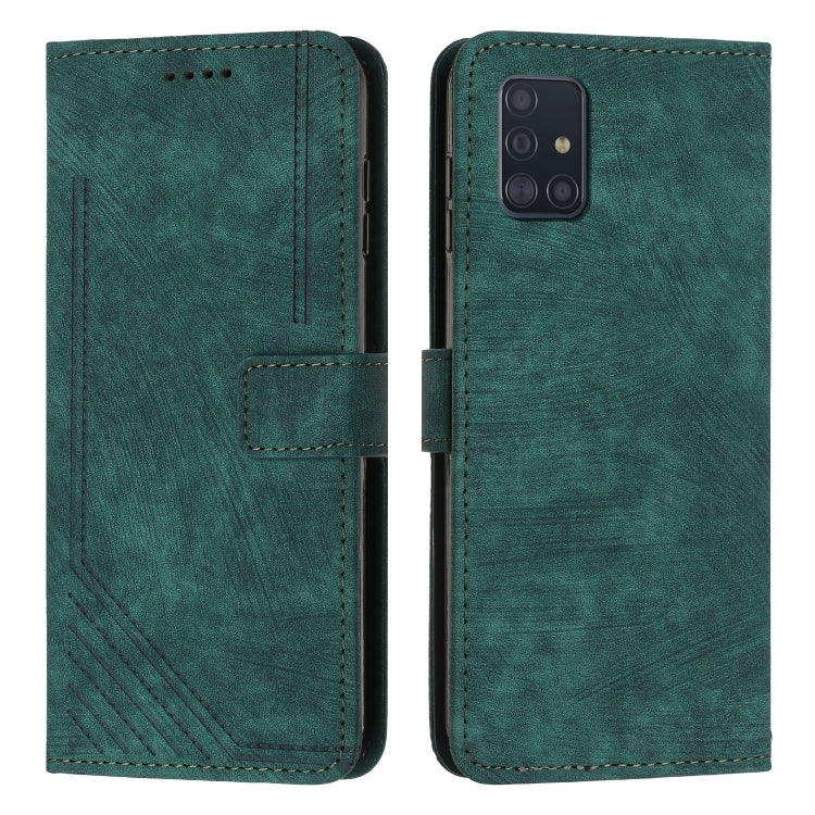 For Samsung Galaxy A51 4G / M40s Skin Feel Stripe Pattern Leather Phone Case with Lanyard