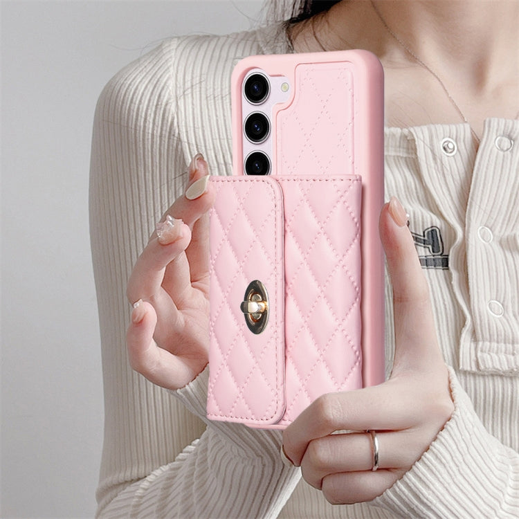 For Samsung Galaxy S23 5G Horizontal Metal Buckle Wallet Rhombic Leather Phone Case