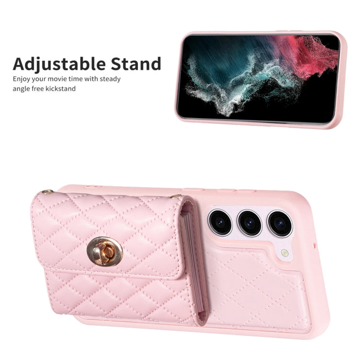 For Samsung Galaxy S23 5G Horizontal Metal Buckle Wallet Rhombic Leather Phone Case