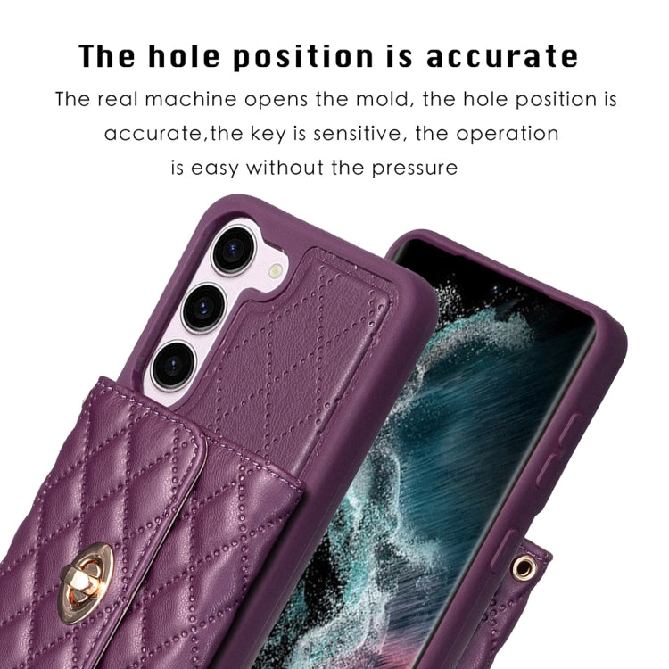 For Samsung Galaxy S23 5G Horizontal Metal Buckle Wallet Rhombic Leather Phone Case