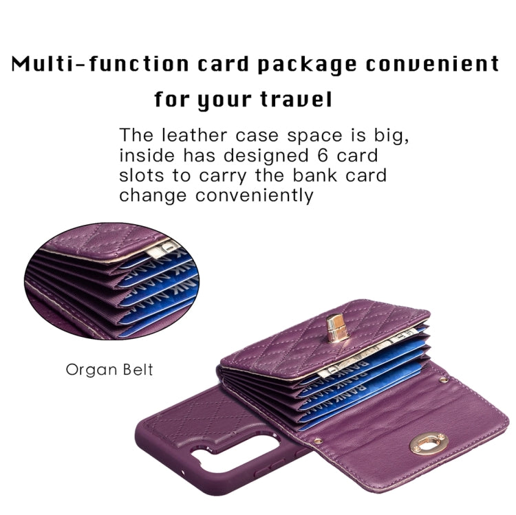 For Samsung Galaxy S23 5G Horizontal Metal Buckle Wallet Rhombic Leather Phone Case