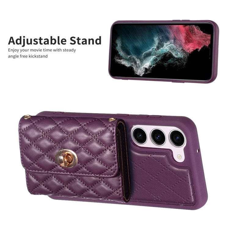 For Samsung Galaxy S23 5G Horizontal Metal Buckle Wallet Rhombic Leather Phone Case