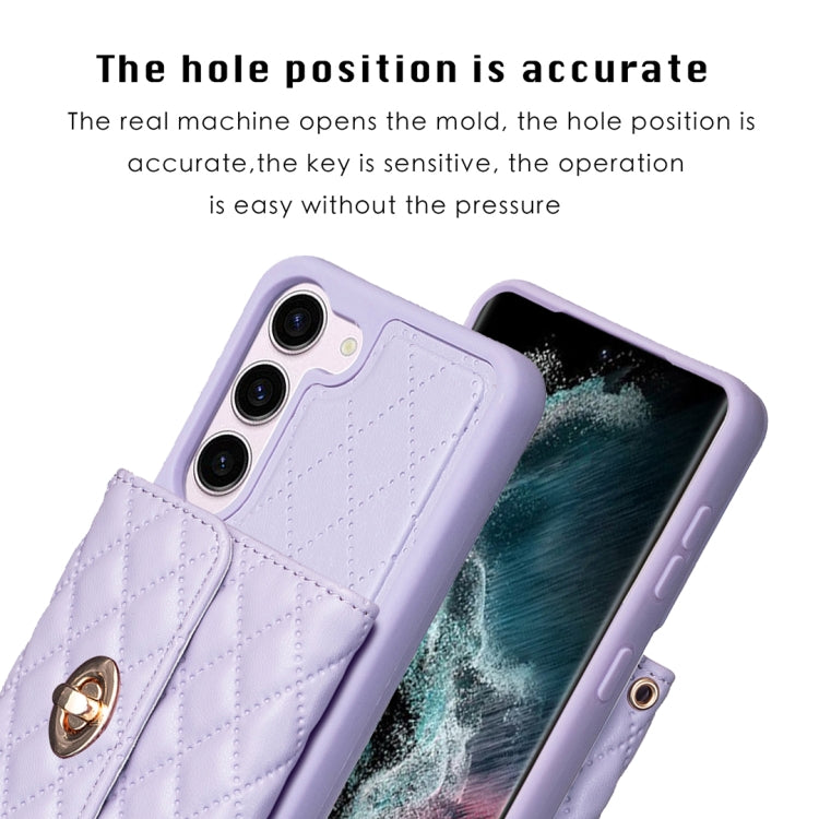 For Samsung Galaxy S23 5G Horizontal Metal Buckle Wallet Rhombic Leather Phone Case