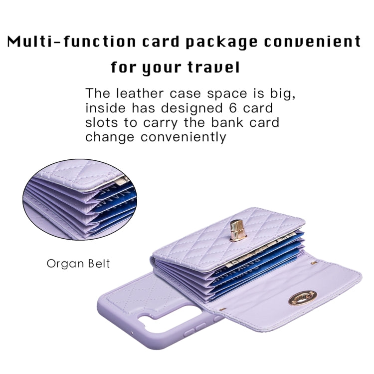 For Samsung Galaxy S23 5G Horizontal Metal Buckle Wallet Rhombic Leather Phone Case