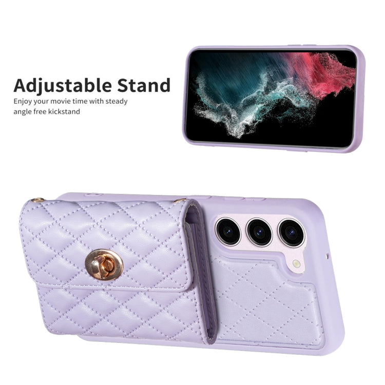 For Samsung Galaxy S23 5G Horizontal Metal Buckle Wallet Rhombic Leather Phone Case