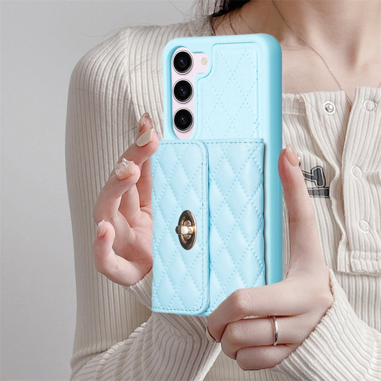 For Samsung Galaxy S23 5G Horizontal Metal Buckle Wallet Rhombic Leather Phone Case
