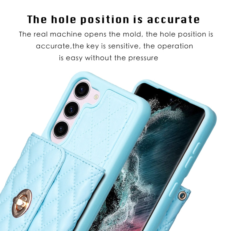 For Samsung Galaxy S23 5G Horizontal Metal Buckle Wallet Rhombic Leather Phone Case