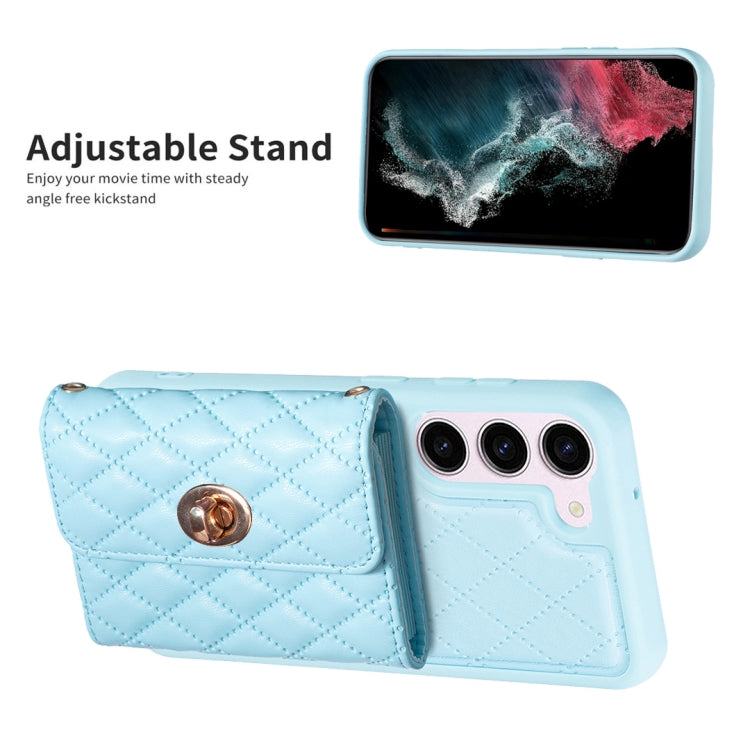 For Samsung Galaxy S23 5G Horizontal Metal Buckle Wallet Rhombic Leather Phone Case