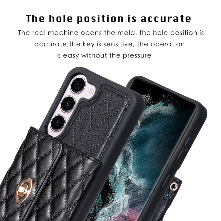 For Samsung Galaxy S23 5G Horizontal Metal Buckle Wallet Rhombic Leather Phone Case