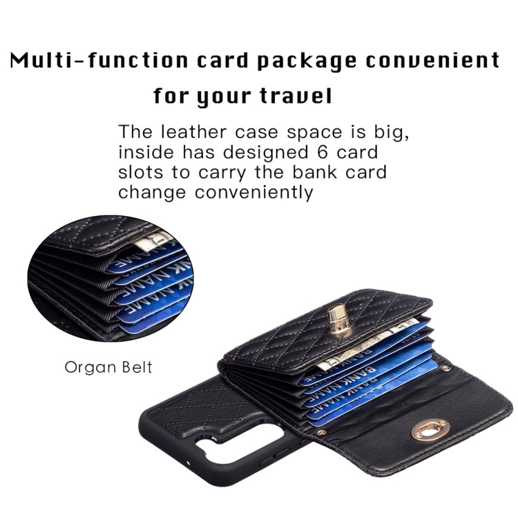 For Samsung Galaxy S23 5G Horizontal Metal Buckle Wallet Rhombic Leather Phone Case