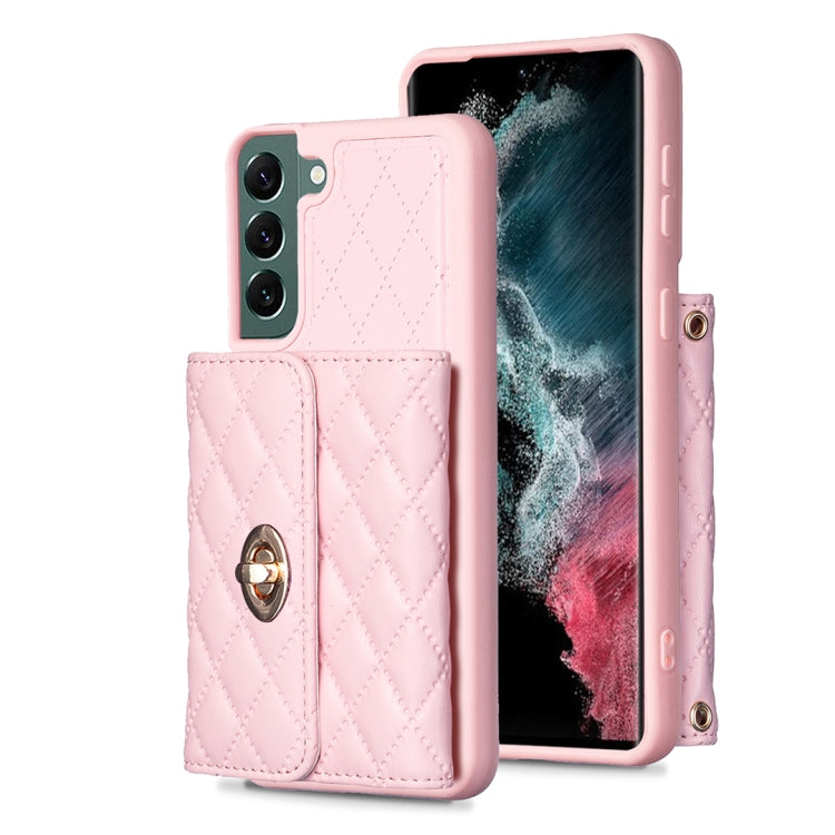 For Samsung Galaxy S22+ 5G Horizontal Metal Buckle Wallet Rhombic Leather Phone Case