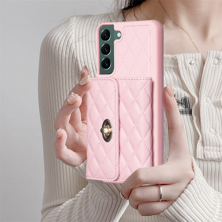 For Samsung Galaxy S22+ 5G Horizontal Metal Buckle Wallet Rhombic Leather Phone Case