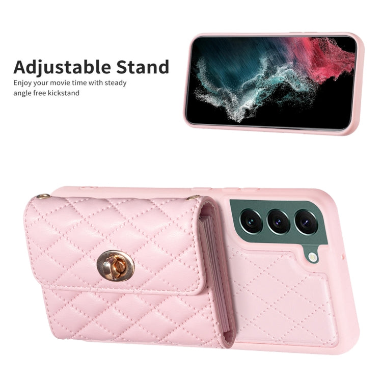 For Samsung Galaxy S22+ 5G Horizontal Metal Buckle Wallet Rhombic Leather Phone Case