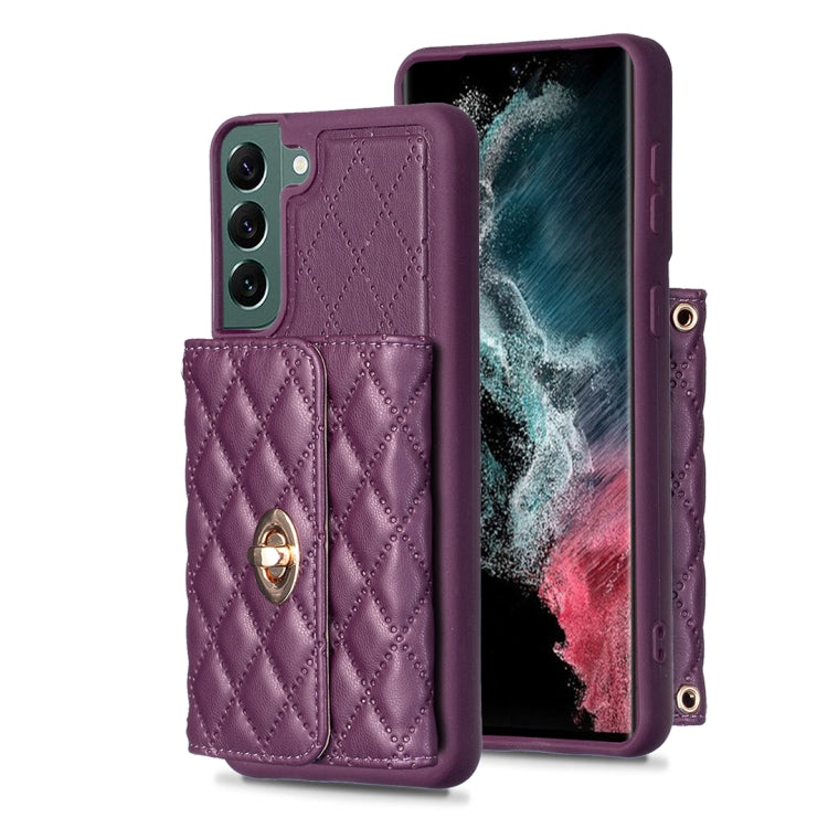 For Samsung Galaxy S22+ 5G Horizontal Metal Buckle Wallet Rhombic Leather Phone Case
