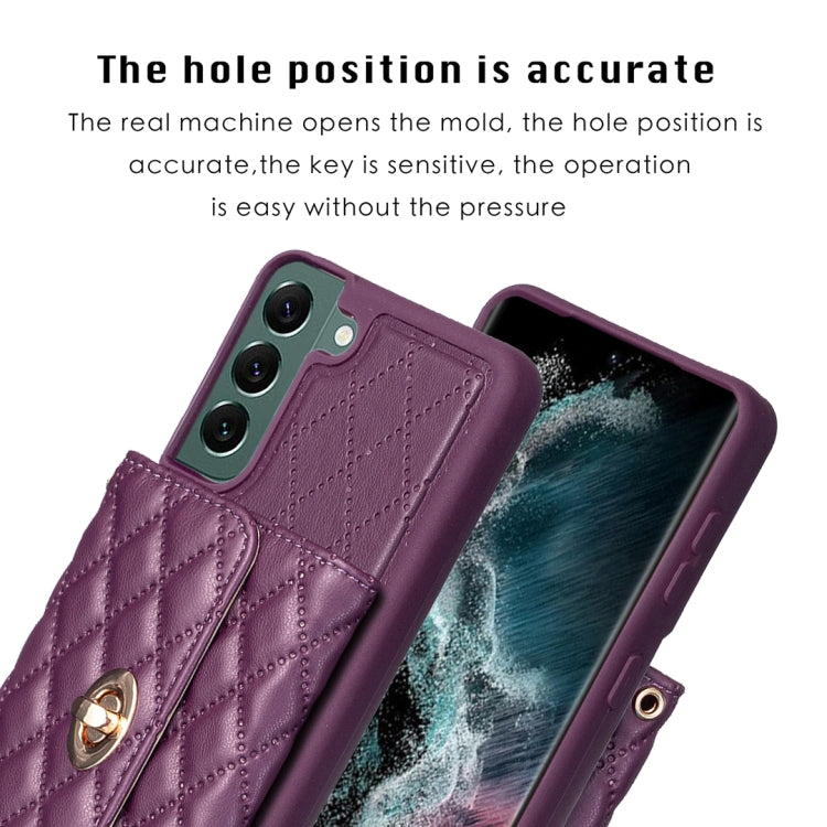 For Samsung Galaxy S22+ 5G Horizontal Metal Buckle Wallet Rhombic Leather Phone Case
