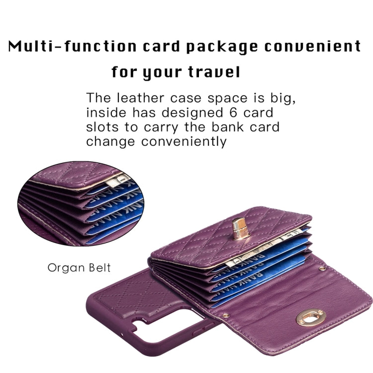For Samsung Galaxy S22+ 5G Horizontal Metal Buckle Wallet Rhombic Leather Phone Case