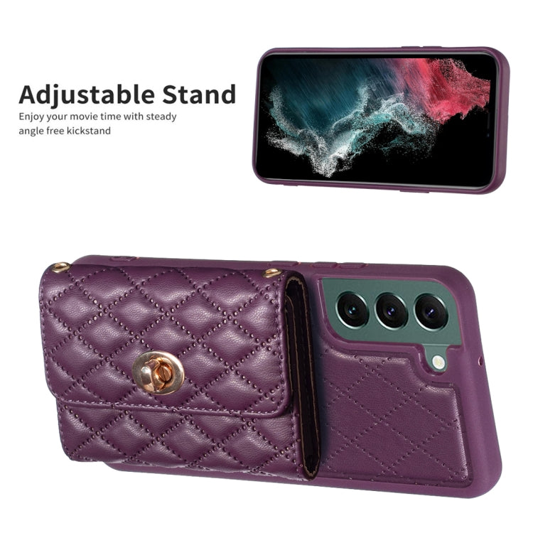 For Samsung Galaxy S22+ 5G Horizontal Metal Buckle Wallet Rhombic Leather Phone Case