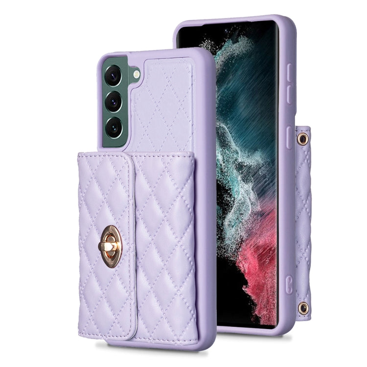For Samsung Galaxy S22+ 5G Horizontal Metal Buckle Wallet Rhombic Leather Phone Case