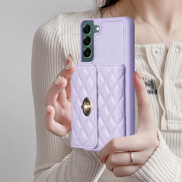 For Samsung Galaxy S22+ 5G Horizontal Metal Buckle Wallet Rhombic Leather Phone Case
