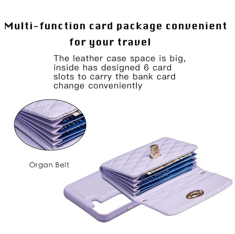 For Samsung Galaxy S22+ 5G Horizontal Metal Buckle Wallet Rhombic Leather Phone Case