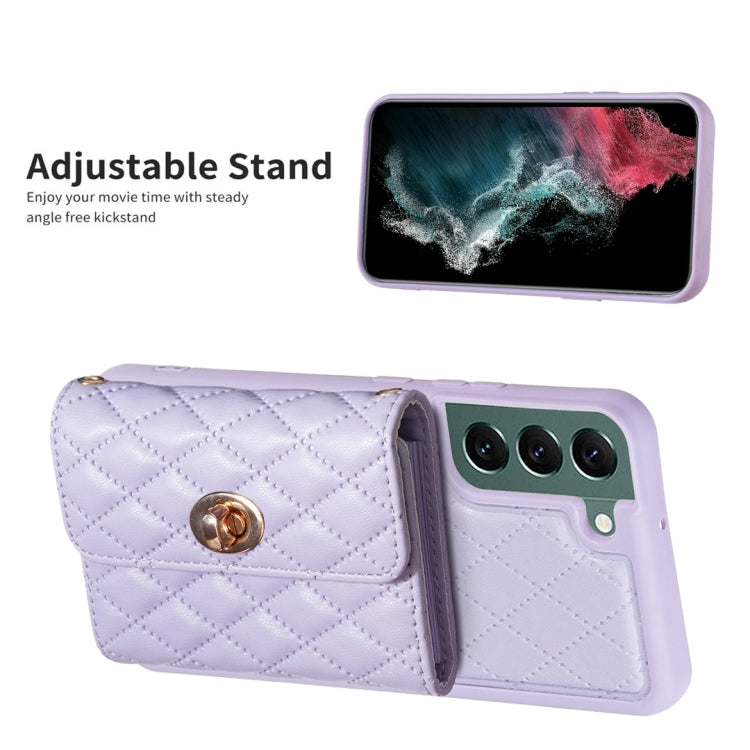 For Samsung Galaxy S22+ 5G Horizontal Metal Buckle Wallet Rhombic Leather Phone Case