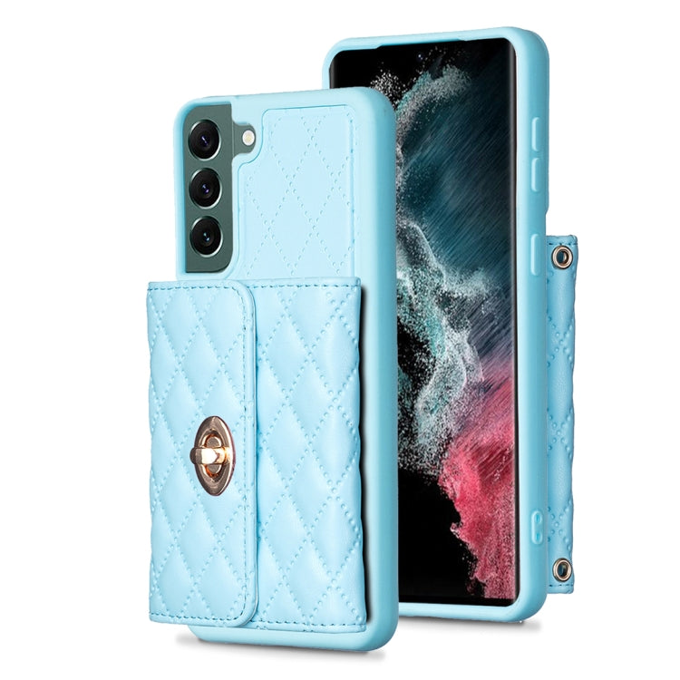 For Samsung Galaxy S22+ 5G Horizontal Metal Buckle Wallet Rhombic Leather Phone Case
