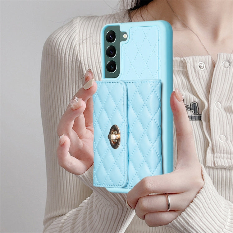 For Samsung Galaxy S22+ 5G Horizontal Metal Buckle Wallet Rhombic Leather Phone Case