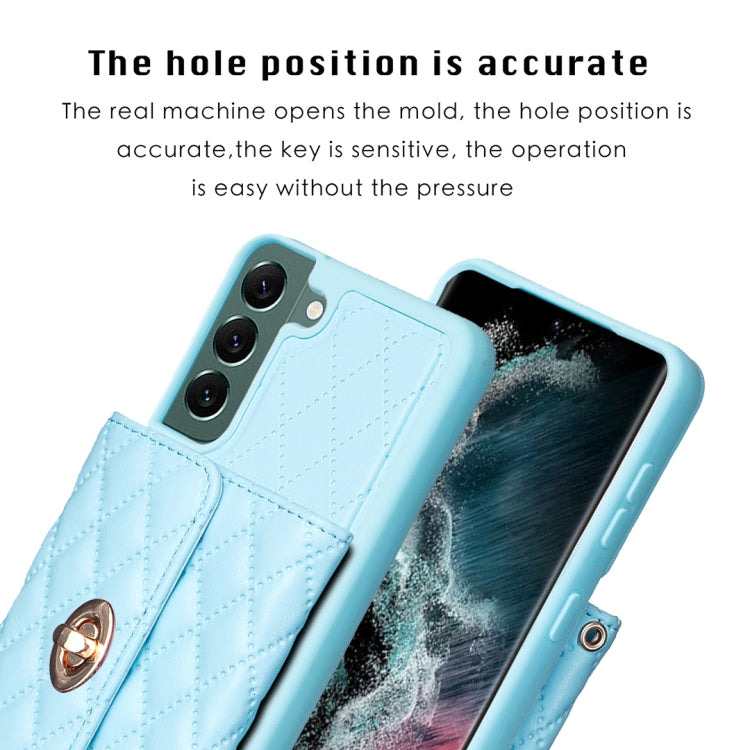 For Samsung Galaxy S22+ 5G Horizontal Metal Buckle Wallet Rhombic Leather Phone Case
