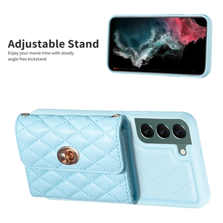 For Samsung Galaxy S22+ 5G Horizontal Metal Buckle Wallet Rhombic Leather Phone Case