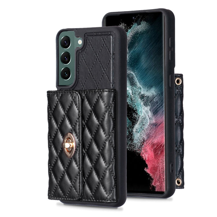 For Samsung Galaxy S22+ 5G Horizontal Metal Buckle Wallet Rhombic Leather Phone Case