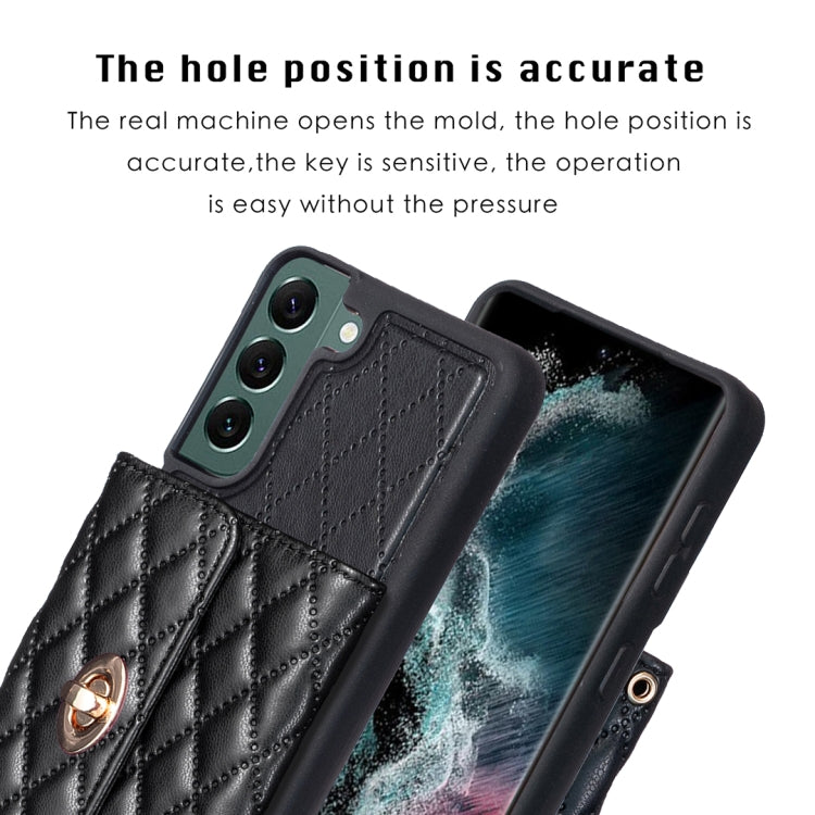 For Samsung Galaxy S22+ 5G Horizontal Metal Buckle Wallet Rhombic Leather Phone Case