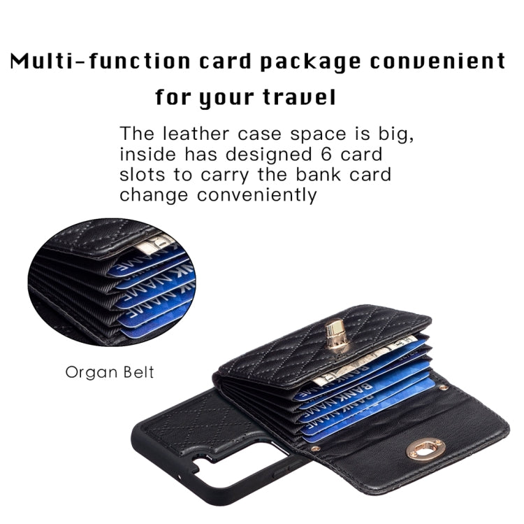 For Samsung Galaxy S22+ 5G Horizontal Metal Buckle Wallet Rhombic Leather Phone Case