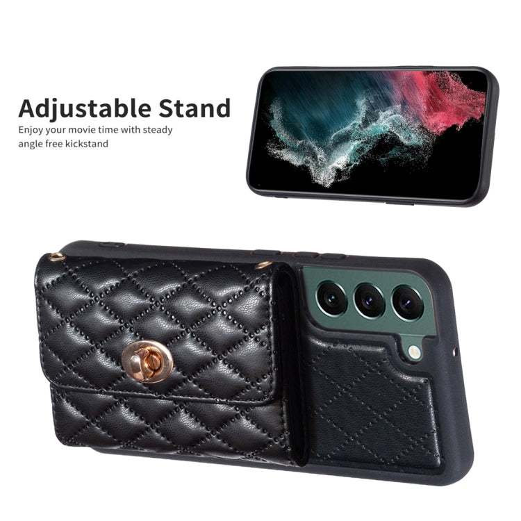 For Samsung Galaxy S22+ 5G Horizontal Metal Buckle Wallet Rhombic Leather Phone Case