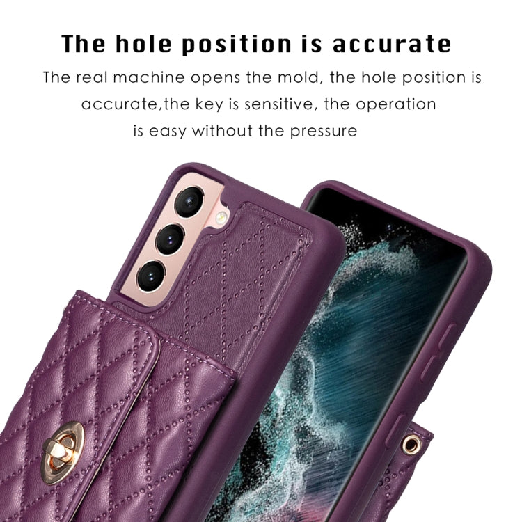 For Samsung Galaxy S21 5G Horizontal Metal Buckle Wallet Rhombic Leather Phone Case