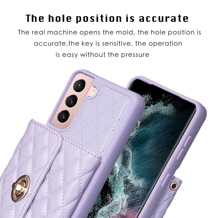 For Samsung Galaxy S21 5G Horizontal Metal Buckle Wallet Rhombic Leather Phone Case