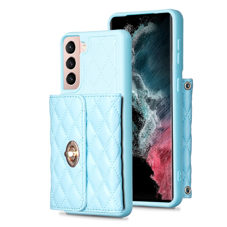 For Samsung Galaxy S21 5G Horizontal Metal Buckle Wallet Rhombic Leather Phone Case