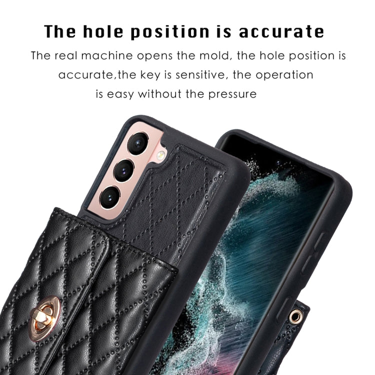 For Samsung Galaxy S21 5G Horizontal Metal Buckle Wallet Rhombic Leather Phone Case