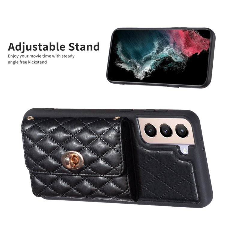 For Samsung Galaxy S21 5G Horizontal Metal Buckle Wallet Rhombic Leather Phone Case