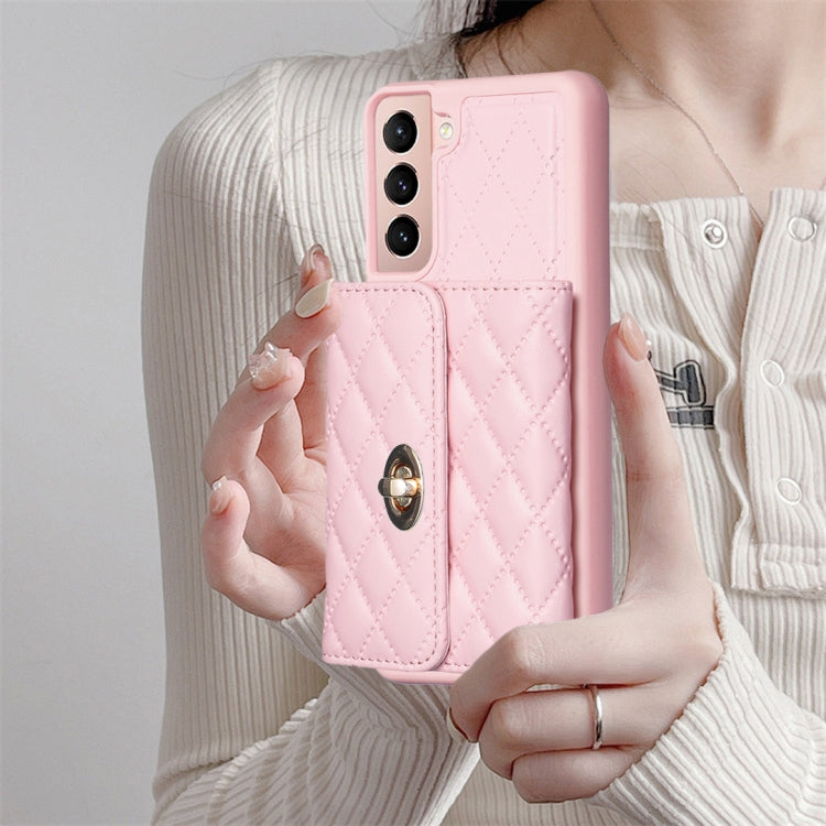 For Samsung Galaxy S21+ 5G Horizontal Metal Buckle Wallet Rhombic Leather Phone Case
