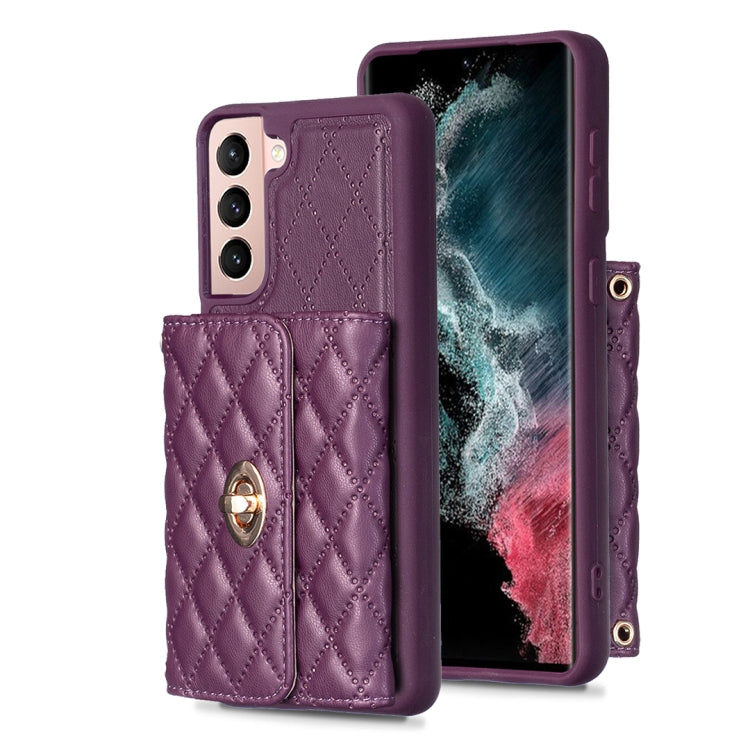 For Samsung Galaxy S21+ 5G Horizontal Metal Buckle Wallet Rhombic Leather Phone Case
