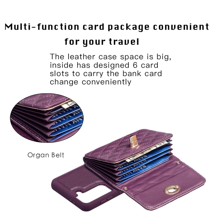 For Samsung Galaxy S21+ 5G Horizontal Metal Buckle Wallet Rhombic Leather Phone Case