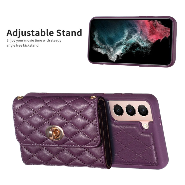 For Samsung Galaxy S21+ 5G Horizontal Metal Buckle Wallet Rhombic Leather Phone Case