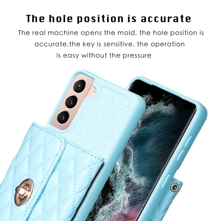 For Samsung Galaxy S21+ 5G Horizontal Metal Buckle Wallet Rhombic Leather Phone Case