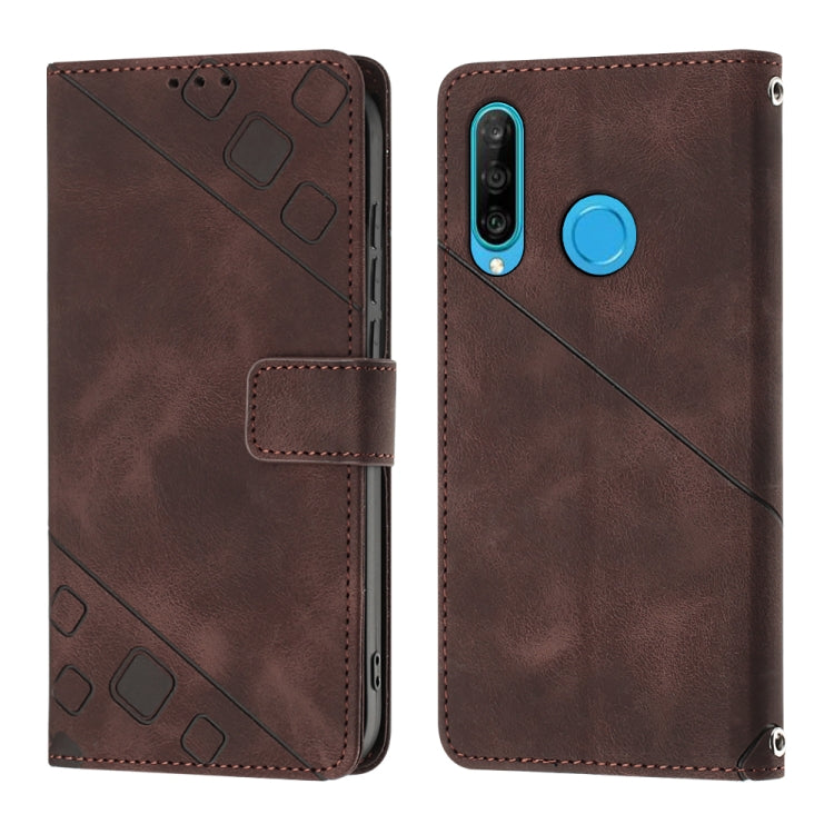 For Huawei P30 lite Skin-feel Embossed Leather Phone Case