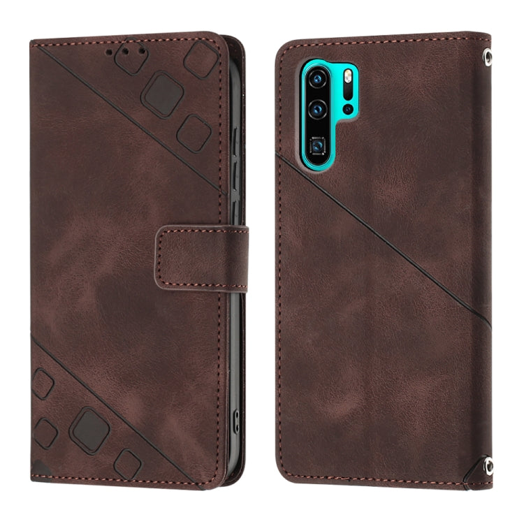 For Huawei P30 Pro Skin-feel Embossed Leather Phone Case